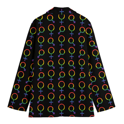 Gay Pride Gender Symbol Pattern Print Women's Cotton Blazer