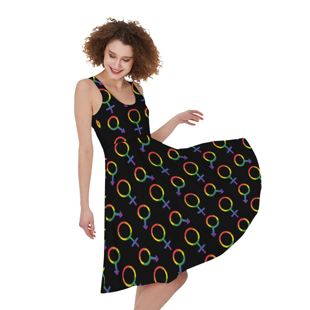 Gay Pride Gender Symbol Pattern Print Women's Sleeveless Dress