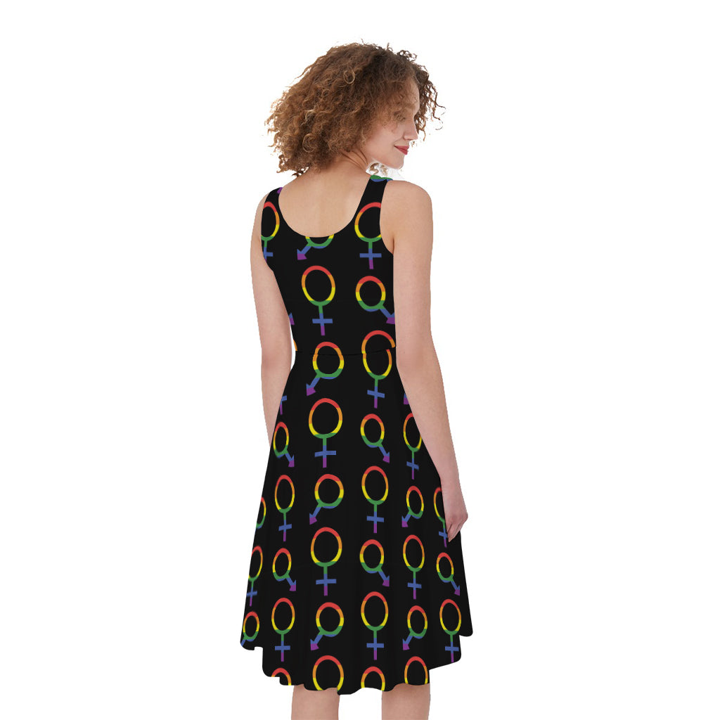 Gay Pride Gender Symbol Pattern Print Women's Sleeveless Dress