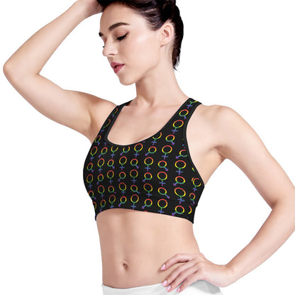 Gay Pride Gender Symbol Pattern Print Women's Sports Bra