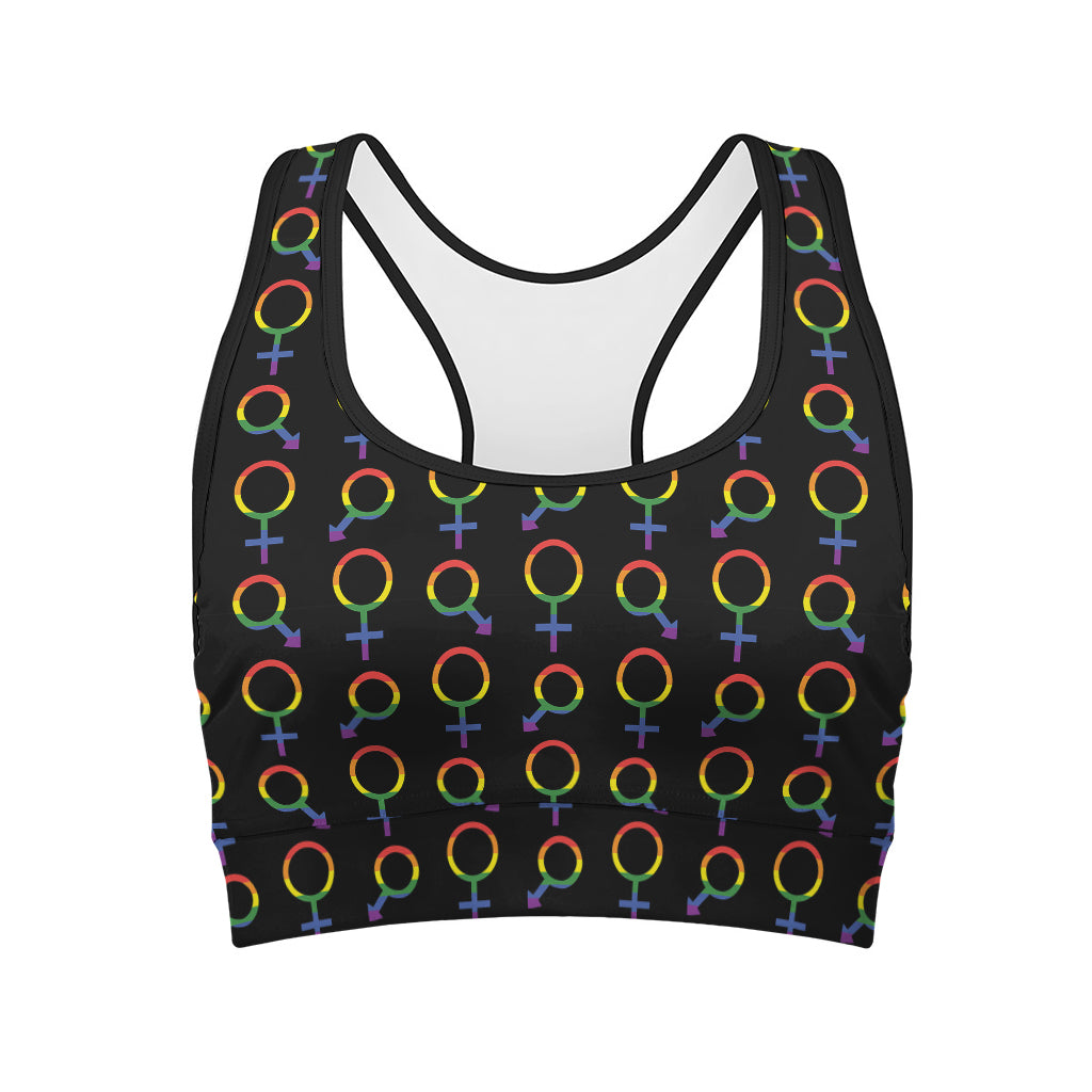 Gay Pride Gender Symbol Pattern Print Women's Sports Bra