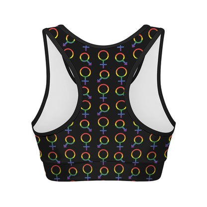 Gay Pride Gender Symbol Pattern Print Women's Sports Bra