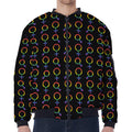Gay Pride Gender Symbol Pattern Print Zip Sleeve Bomber Jacket