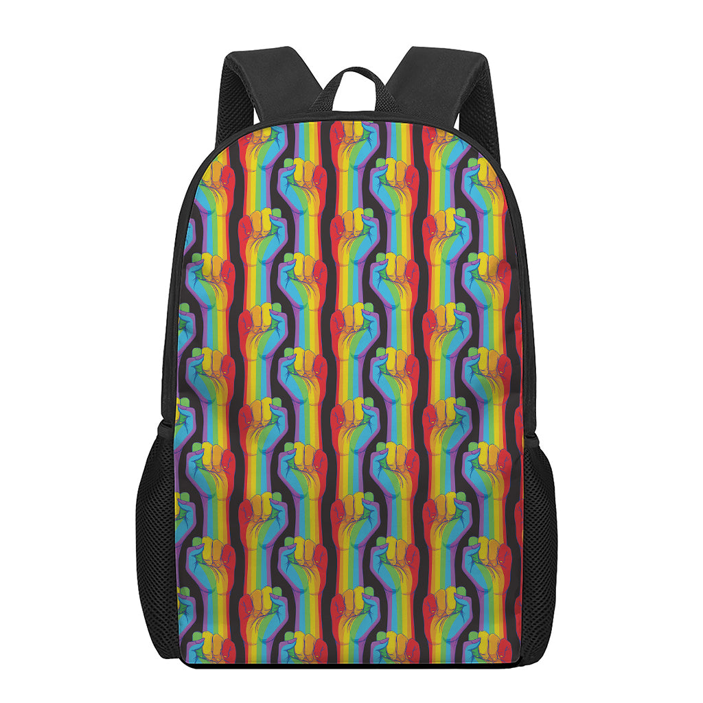 Gay Pride Hand Sign Pattern Print 17 Inch Backpack