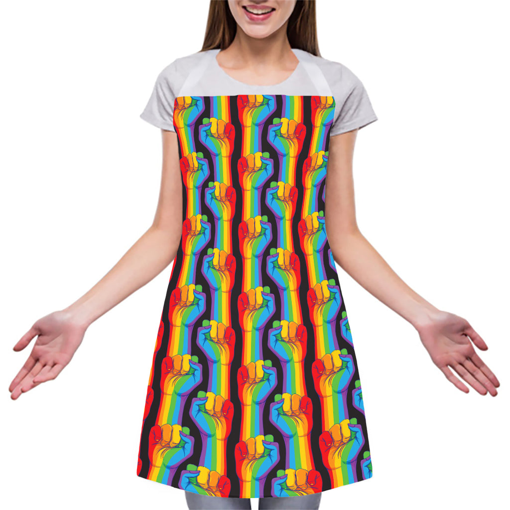 Gay Pride Hand Sign Pattern Print Adjustable Apron