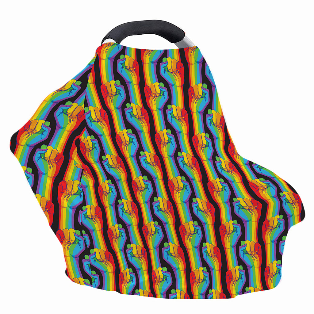 Gay Pride Hand Sign Pattern Print Baby Seat Cover