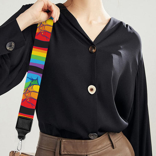 Gay Pride Hand Sign Pattern Print Bag Strap