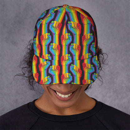 Gay Pride Hand Sign Pattern Print Baseball Cap