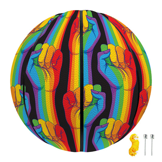 Gay Pride Hand Sign Pattern Print Basketball