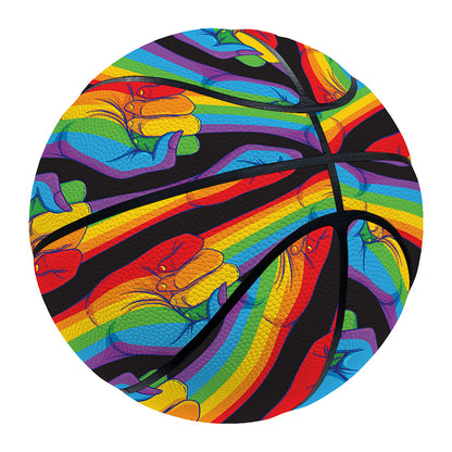Gay Pride Hand Sign Pattern Print Basketball