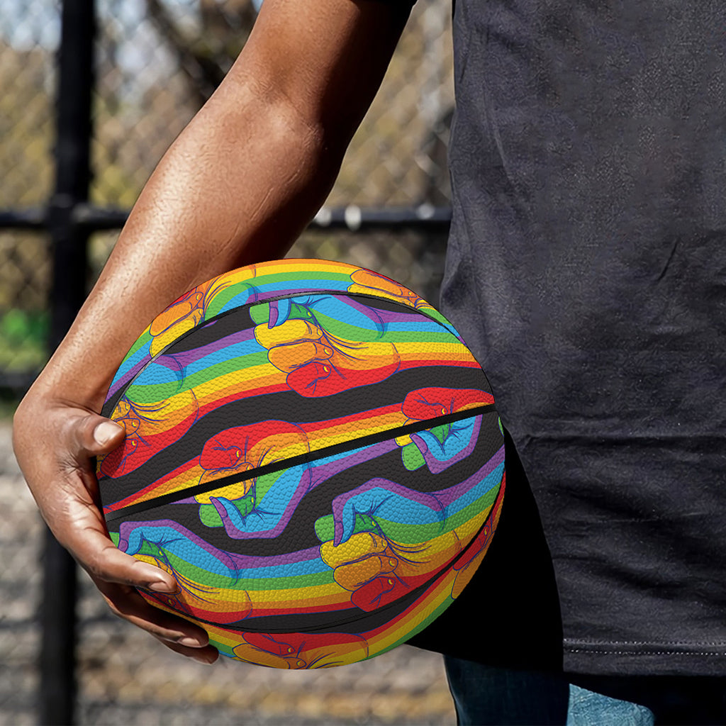 Gay Pride Hand Sign Pattern Print Basketball