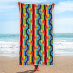 Gay Pride Hand Sign Pattern Print Beach Towel