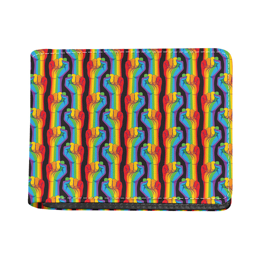 Gay Pride Hand Sign Pattern Print Bifold Wallet
