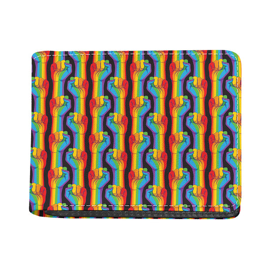 Gay Pride Hand Sign Pattern Print Bifold Wallet