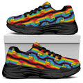 Gay Pride Hand Sign Pattern Print Black Chunky Shoes
