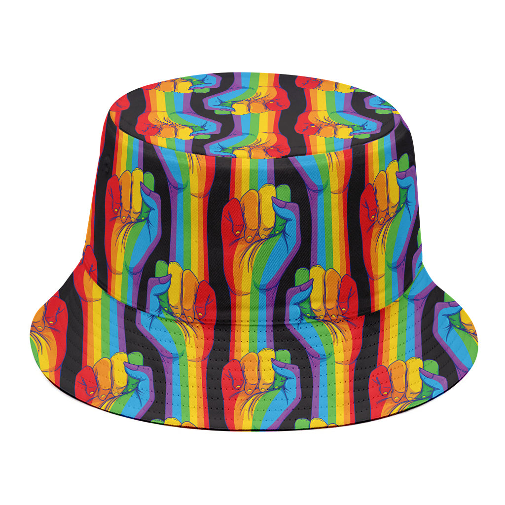 Gay Pride Hand Sign Pattern Print Bucket Hat