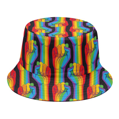 Gay Pride Hand Sign Pattern Print Bucket Hat