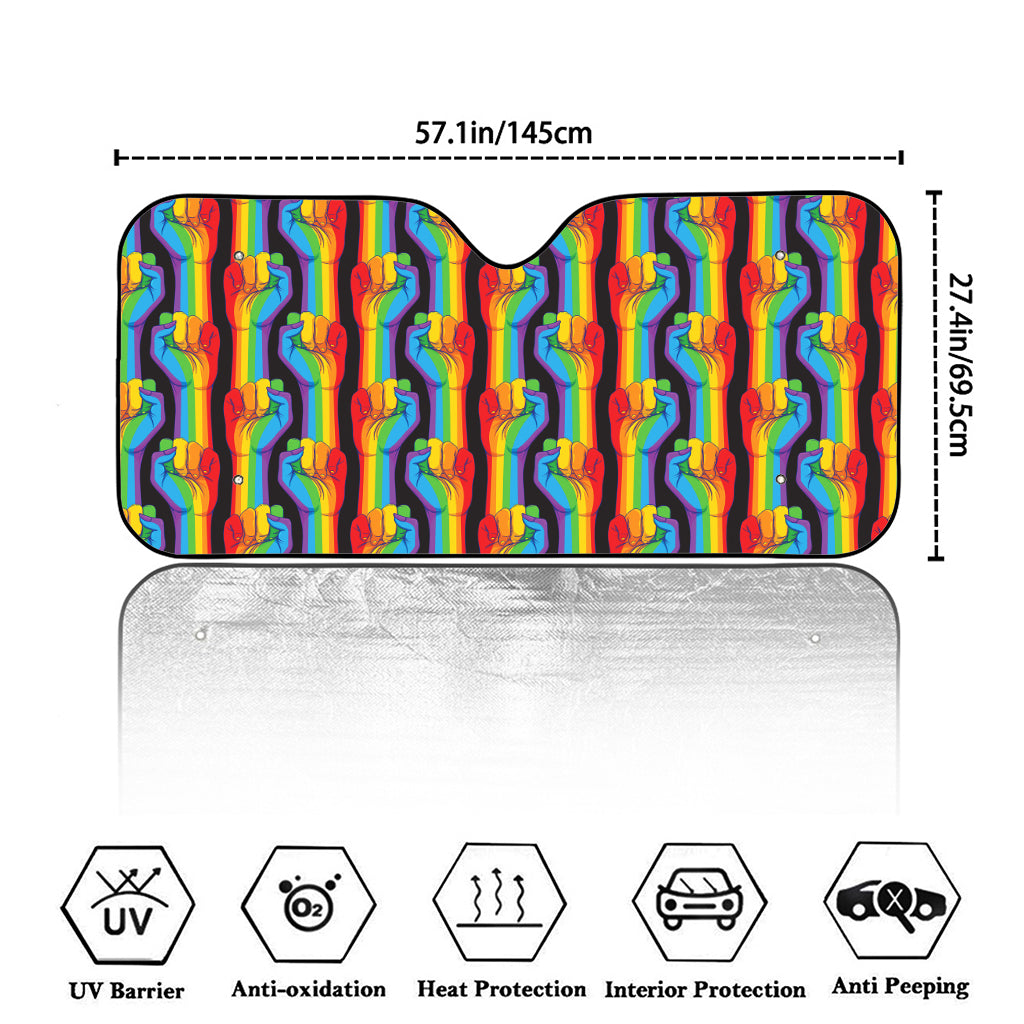 Gay Pride Hand Sign Pattern Print Car Windshield Sun Shade