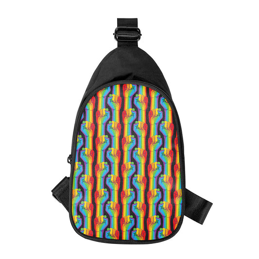 Gay Pride Hand Sign Pattern Print Chest Bag