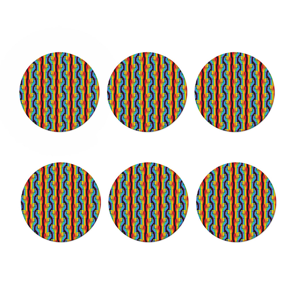 Gay Pride Hand Sign Pattern Print Coaster Set