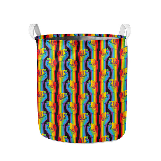 Gay Pride Hand Sign Pattern Print Collapsible Laundry Basket
