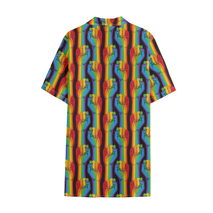 Gay Pride Hand Sign Pattern Print Cotton Hawaiian Shirt