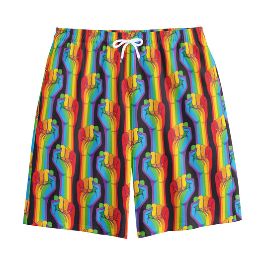 Gay Pride Hand Sign Pattern Print Cotton Shorts