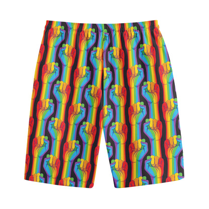 Gay Pride Hand Sign Pattern Print Cotton Shorts