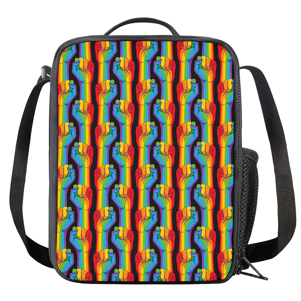 Gay Pride Hand Sign Pattern Print Crossbody Lunch Bag