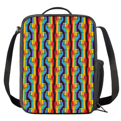 Gay Pride Hand Sign Pattern Print Crossbody Lunch Bag