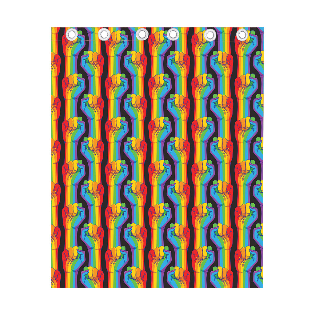 Gay Pride Hand Sign Pattern Print Curtain