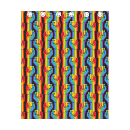 Gay Pride Hand Sign Pattern Print Curtain