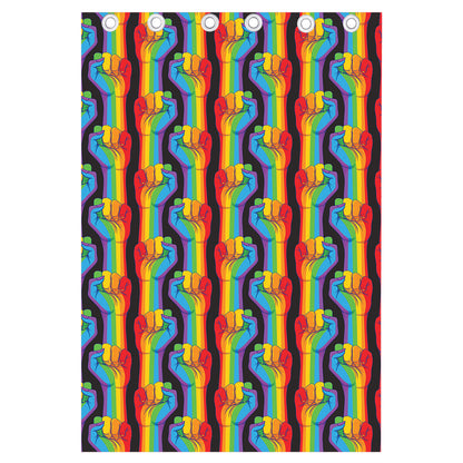 Gay Pride Hand Sign Pattern Print Curtain