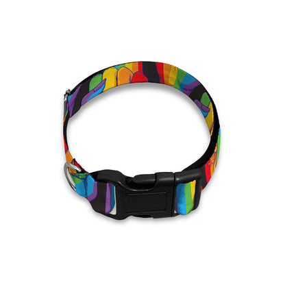 Gay Pride Hand Sign Pattern Print Dog Collar
