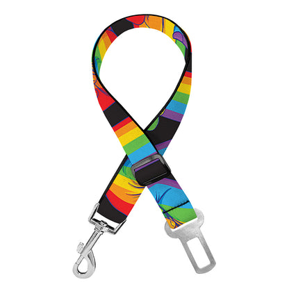 Gay Pride Hand Sign Pattern Print Dog Seat Belt