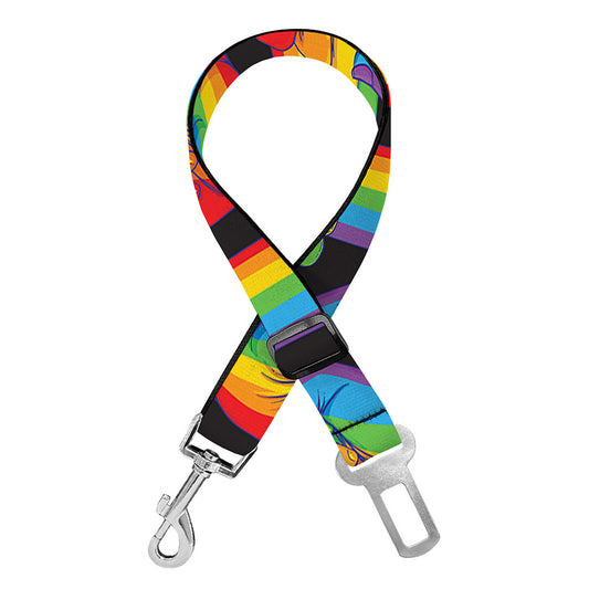 Gay Pride Hand Sign Pattern Print Dog Seat Belt