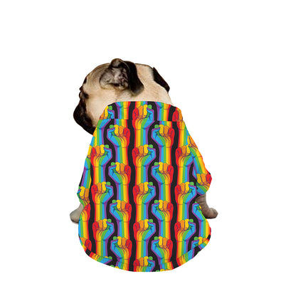 Gay Pride Hand Sign Pattern Print Dog Zip Up Jacket