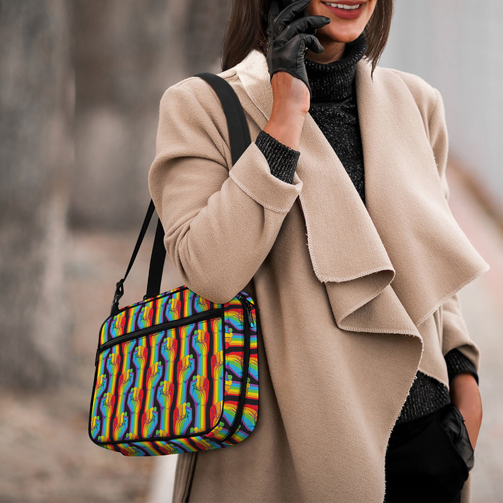 Gay Pride Hand Sign Pattern Print Double Strap Bible Bag