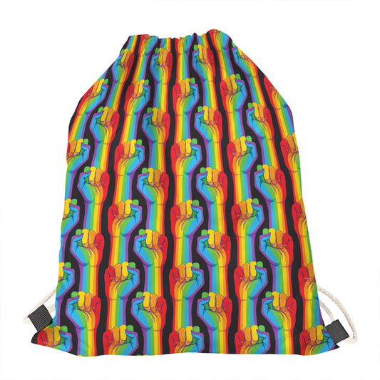 Gay Pride Hand Sign Pattern Print Drawstring Bag