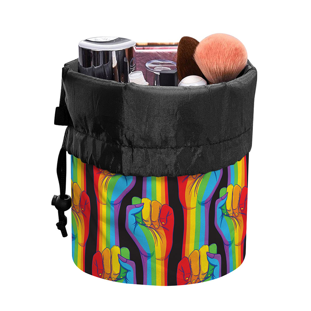 Gay Pride Hand Sign Pattern Print Drawstring Makeup Bag