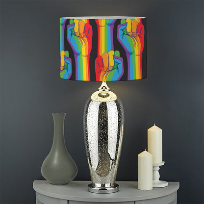 Gay Pride Hand Sign Pattern Print Drum Lamp Shade