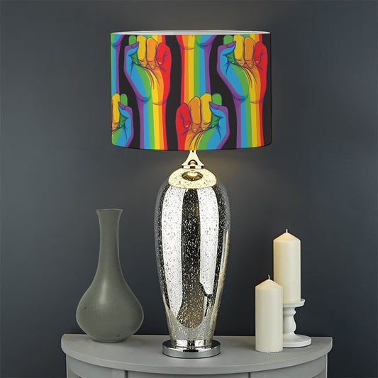Gay Pride Hand Sign Pattern Print Drum Lamp Shade