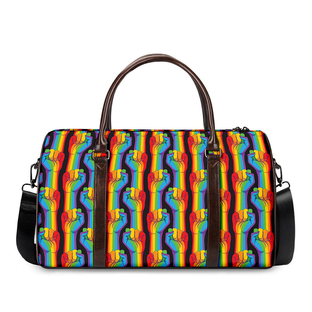 Gay Pride Hand Sign Pattern Print Duffle Bag