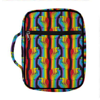 Gay Pride Hand Sign Pattern Print Front Pocket Bible Bag