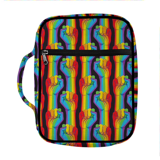 Gay Pride Hand Sign Pattern Print Front Pocket Bible Bag