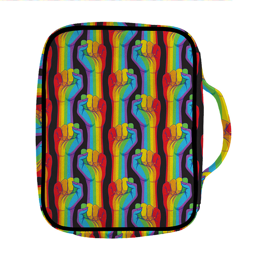 Gay Pride Hand Sign Pattern Print Front Pocket Bible Bag