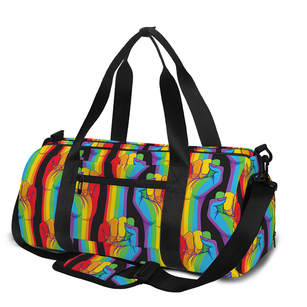 Gay Pride Hand Sign Pattern Print Gym Bag
