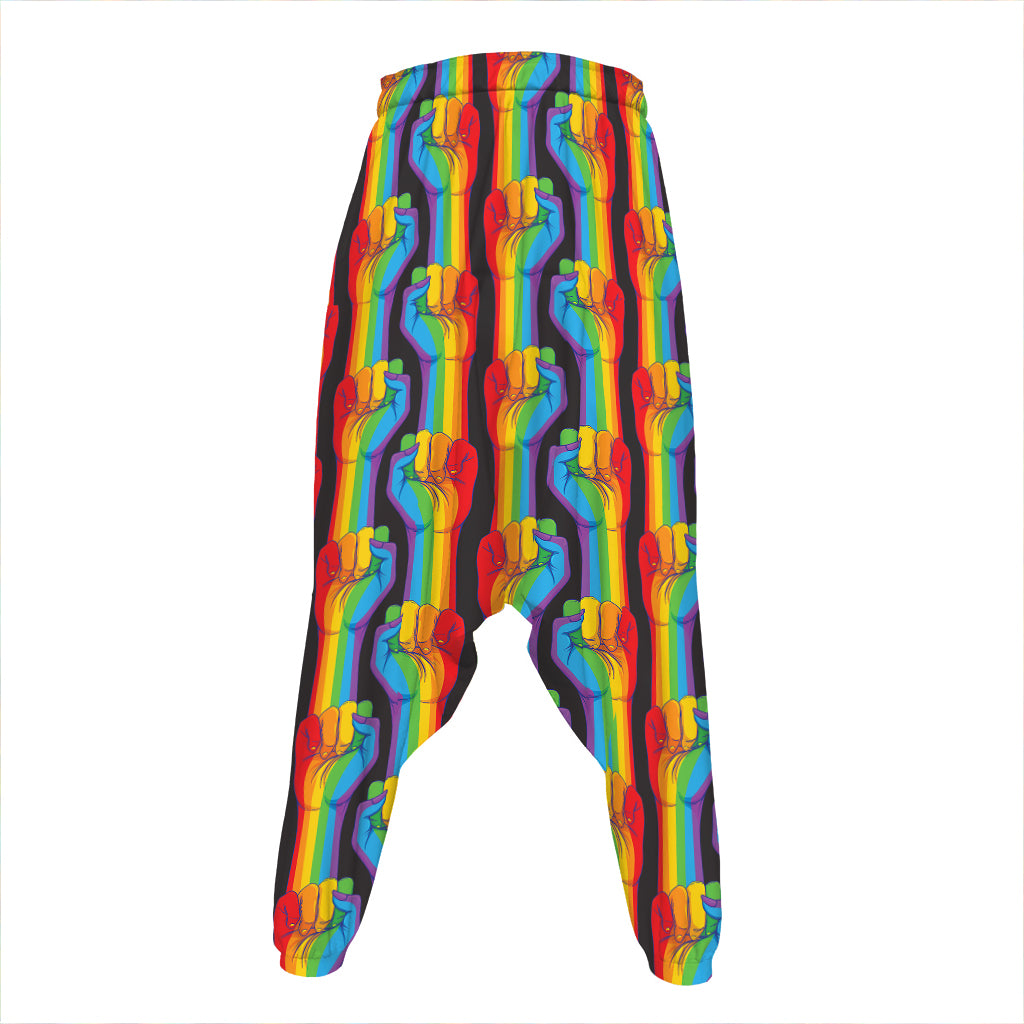 Gay Pride Hand Sign Pattern Print Hammer Pants