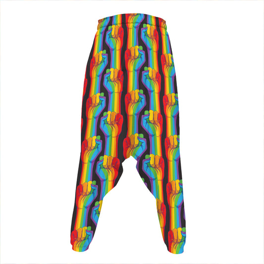 Gay Pride Hand Sign Pattern Print Hammer Pants