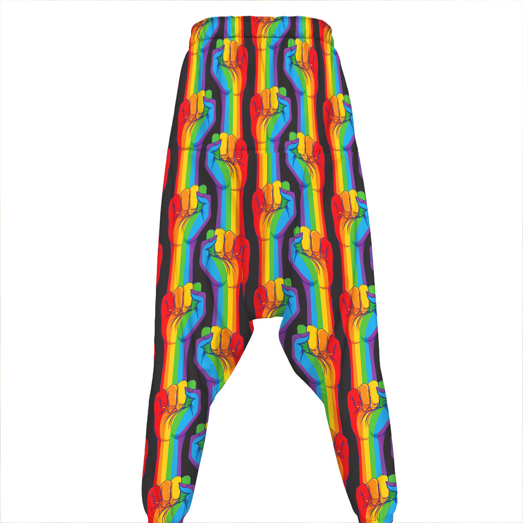Gay Pride Hand Sign Pattern Print Hammer Pants